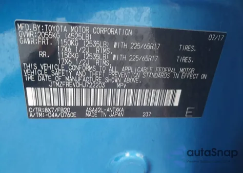 2017 Toyota Rav4 Le from USA, damaged, VIN JTMZFREV0HJ722203